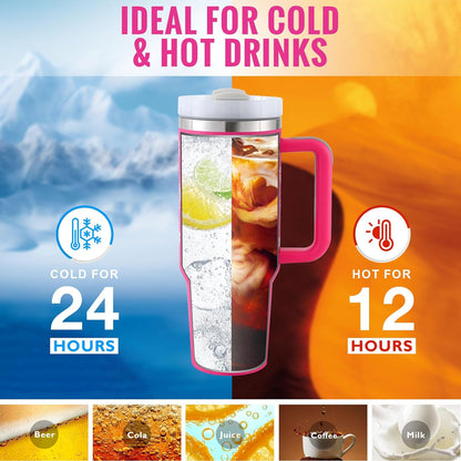1200ml Thermal Mug with Handle and Straw - Keeps Drinks Cold for 24h | Gym and Travel